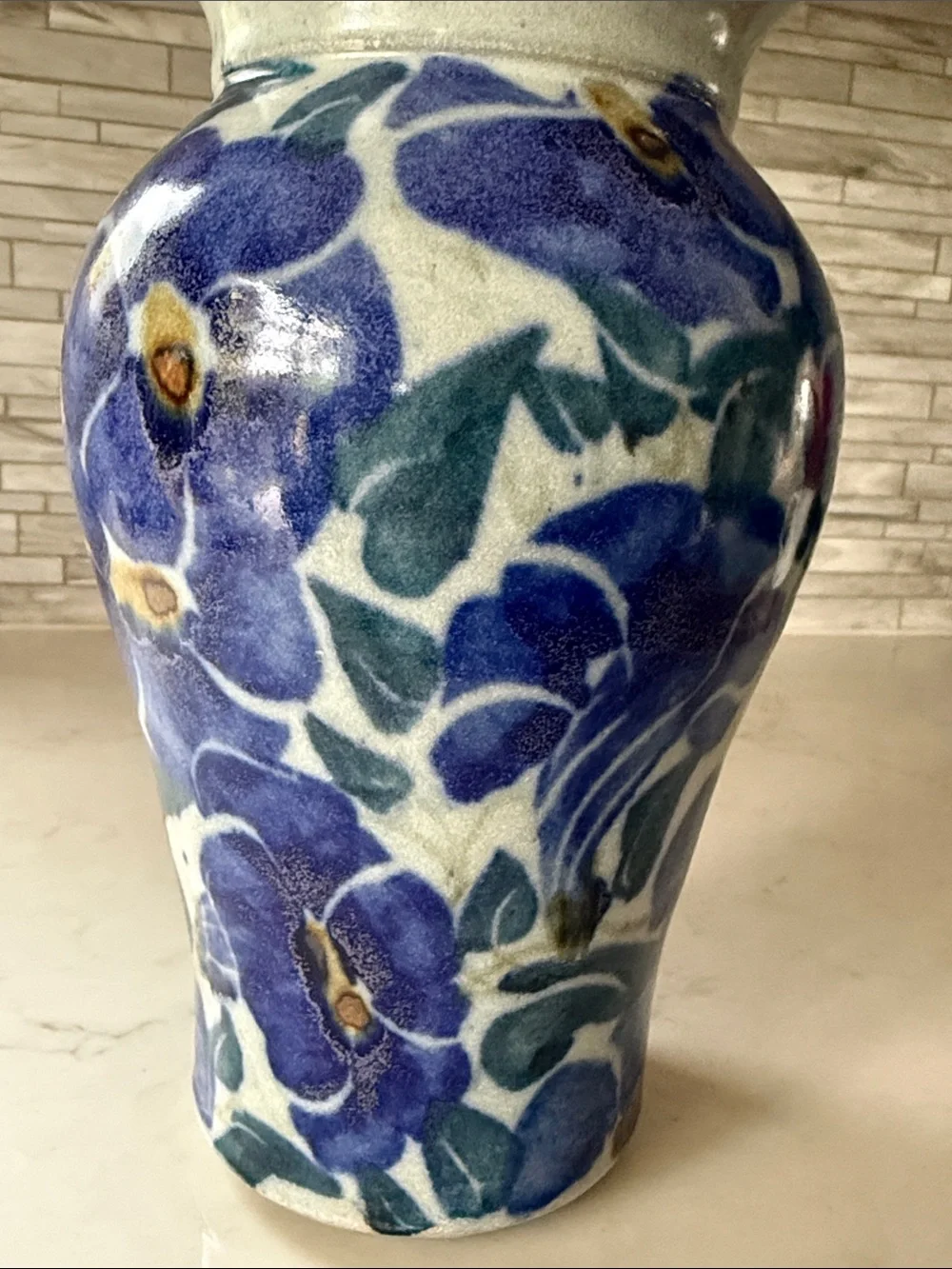 Studio Pottery Signed Stoneware Floral Vase